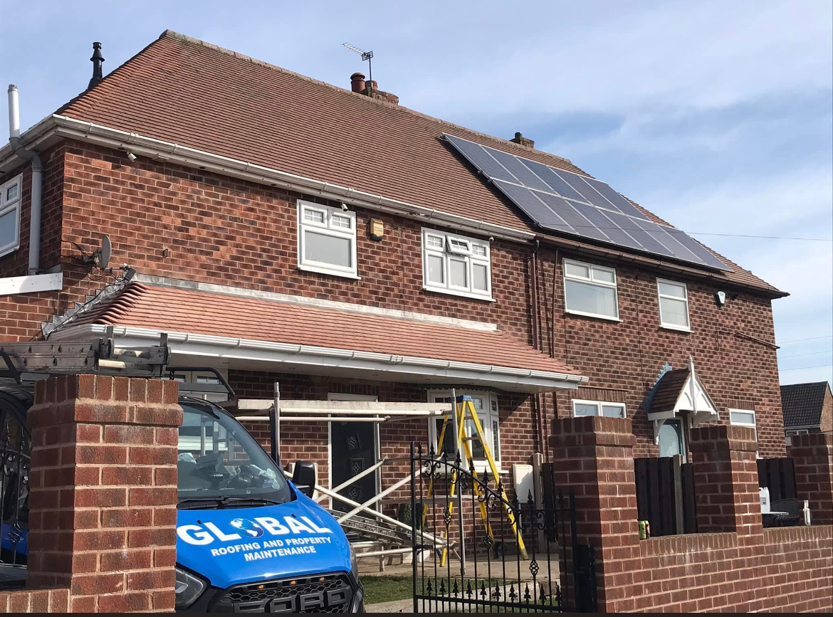 Finished exterior property maintenance and roofing work at the front of a house